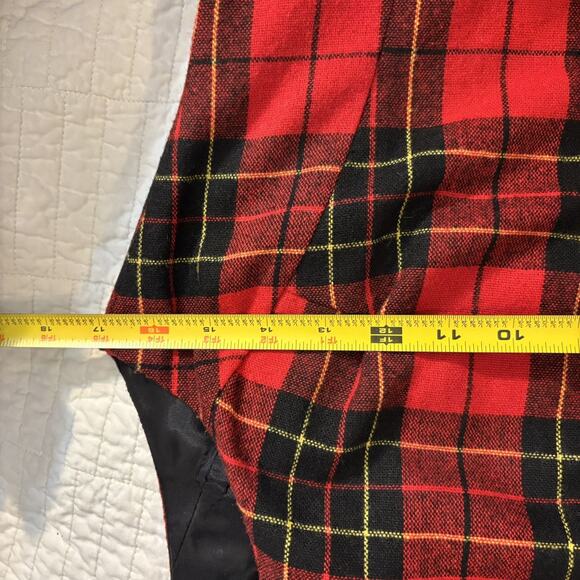 1990s Moda International Wool Blend Red Plaid Dress 2 lined - Picture 4 of 6